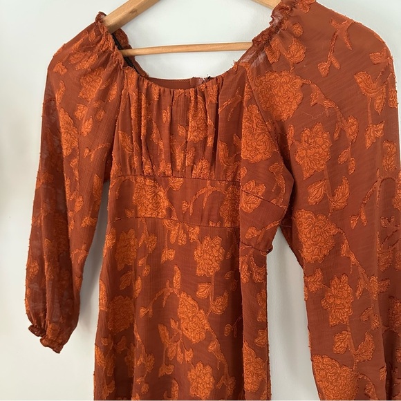 Gauze Floral Patterned Boho 3/4 Sleeve Mini Dress Girls - Picture 5 of 12